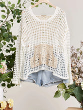 Load image into Gallery viewer, Hooded Wide V Neck Crochet Top with Front Pocket