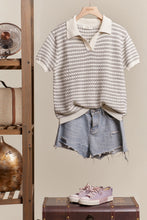 Load image into Gallery viewer, Gray Short Sleeve Knit Top
