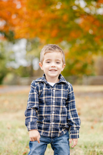 Navy Plaid Button Down