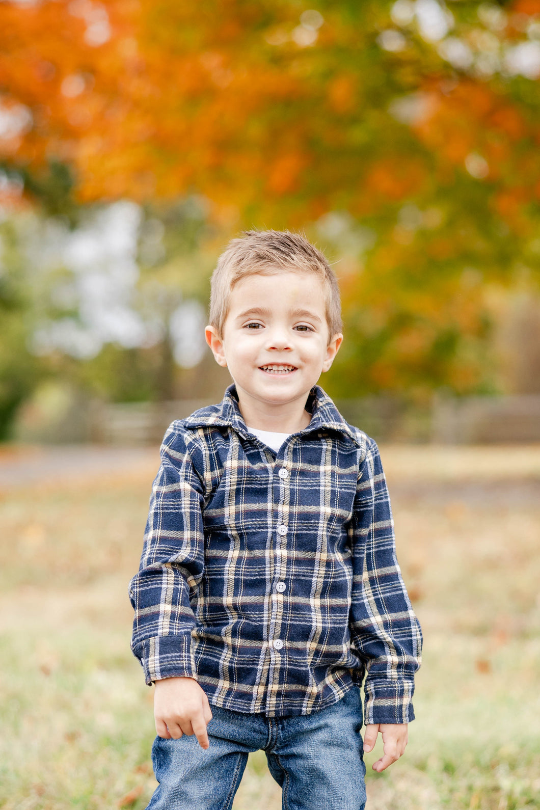 Navy Plaid Button Down