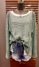 Load image into Gallery viewer, Dusty Teal Open Knit Sweater