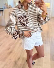 Load image into Gallery viewer, Leopard &amp; Striped Patchwork Shirt