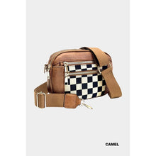 Load image into Gallery viewer, Checkered Crossbody Purse Brown