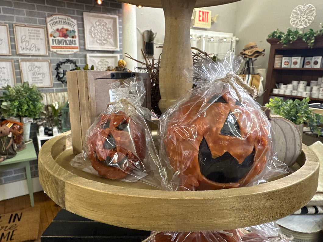 Round Pumpkin Face Candle