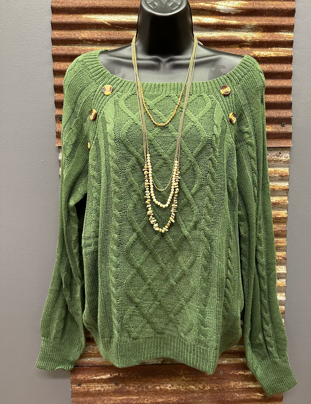 Green Cable Knit Sweater