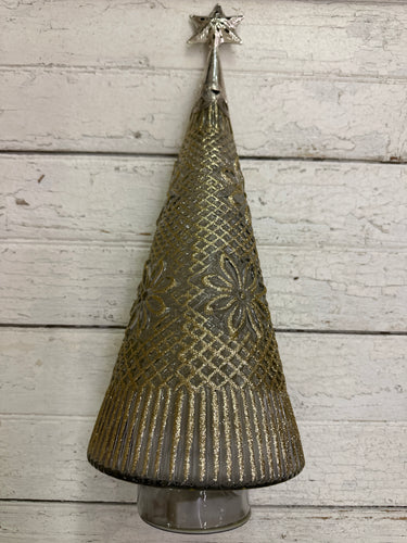 Light Up Silver Glass Tree