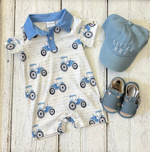 Blue Tractor Romper
