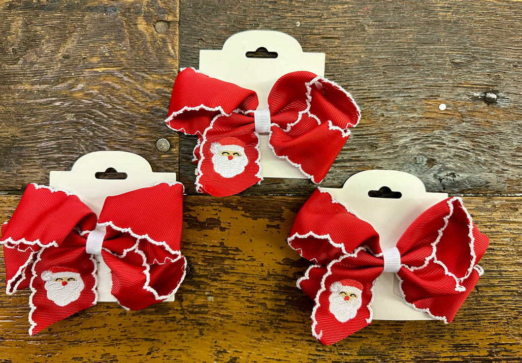 Embroidered Santa Bow