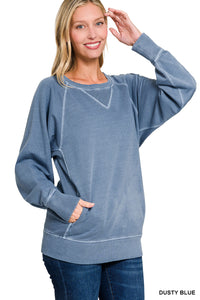 Dusty Blue French Terry Pullover