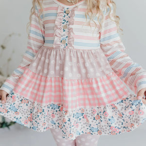 Sand Floral Stripe Plaid Button Set