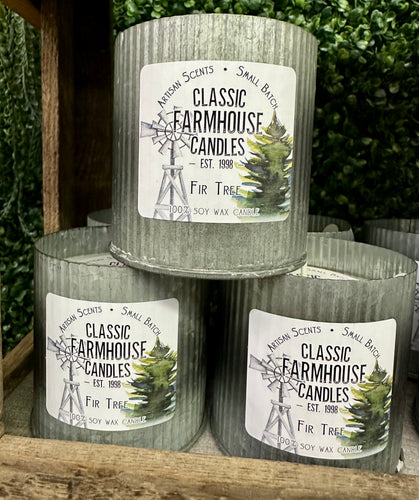 Fir Tree Fluted Tin Candle