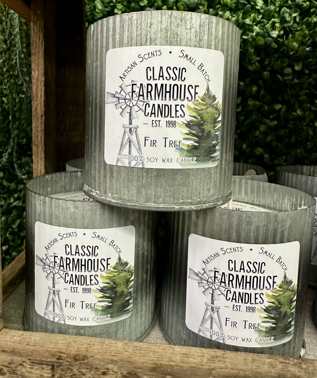 Fir Tree Fluted Tin Candle