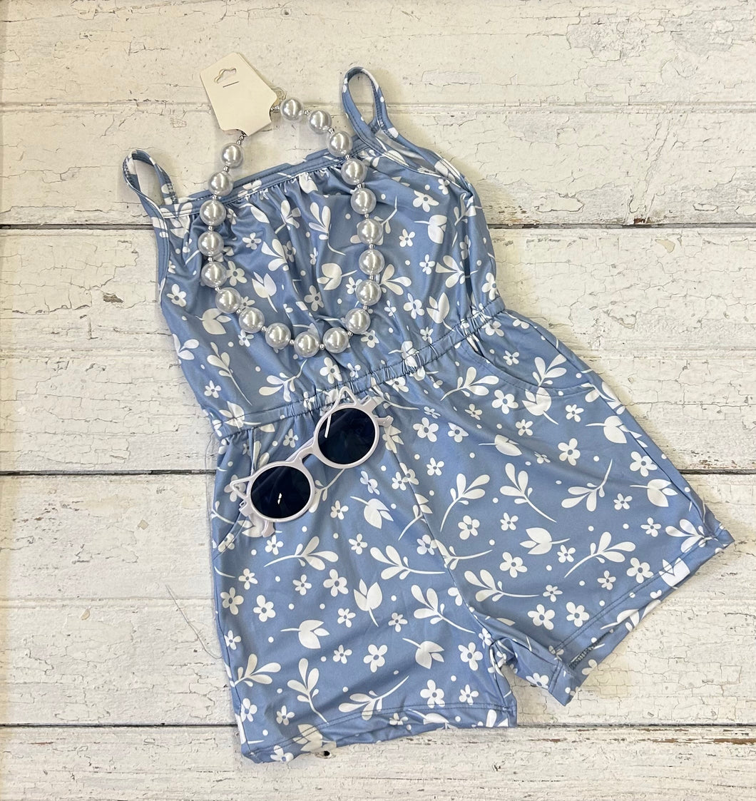 Blue Floral Romper