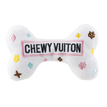 Load image into Gallery viewer, White Chewy Vuiton Bones Squeaker Dog Toy