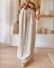 Load image into Gallery viewer, Stripe Wide Leg Drawstring Pants Tan