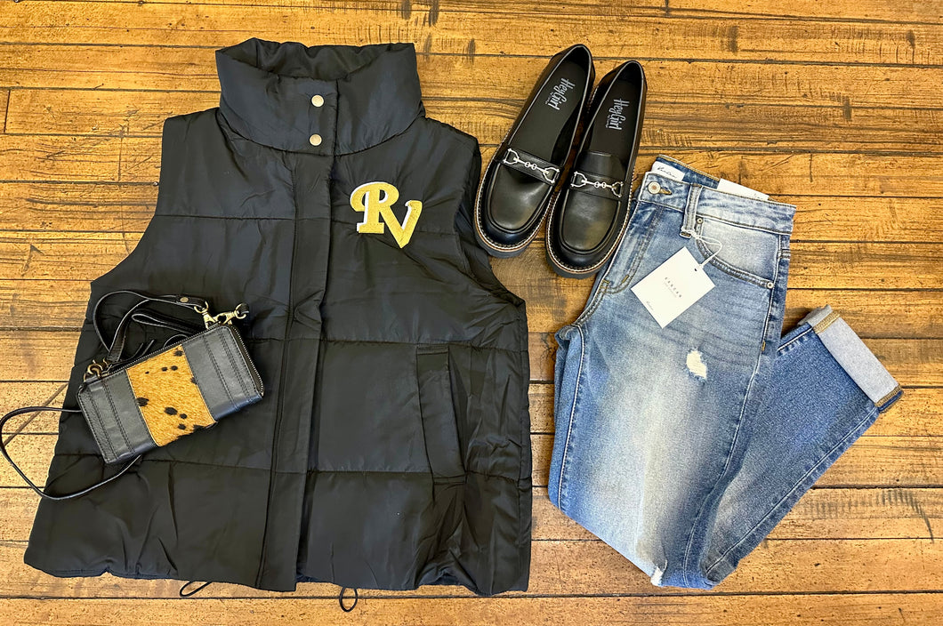 Riverview Black Zip Up Puffer Vest
