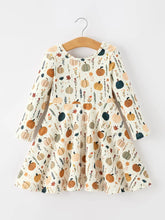 Load image into Gallery viewer, Fall Orange Pumpkin &amp; Leaf Twirl Girls Dress