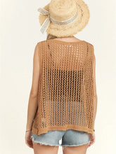 Load image into Gallery viewer, Button Down Crochet Vest Camel