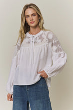 Load image into Gallery viewer, Lace Yoke Peasant Blouse