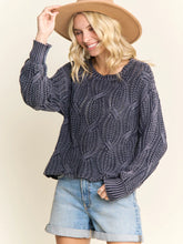 Load image into Gallery viewer, Ribbed Textured Knit Sweater Navy