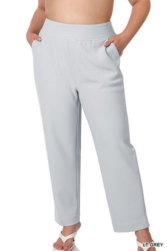 Light Grey Pull-On Dress Pants PLUS