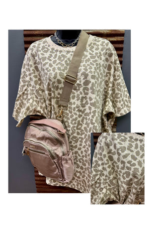 Plus Leopard Rhinestone Stud Short Sleeve T Shirt