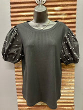 Load image into Gallery viewer, Black Pearl Puff Sleeve Top