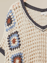 Load image into Gallery viewer, Boho Crochet Patchwork V Neck Short Sleeve Top