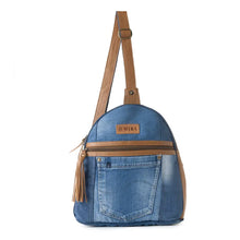 Load image into Gallery viewer, Bluejean Fanny Pack Bag For Women in Blue with Denim and Front Pocket
