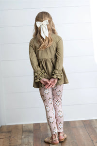 Sage Green with Floral Leggings Set