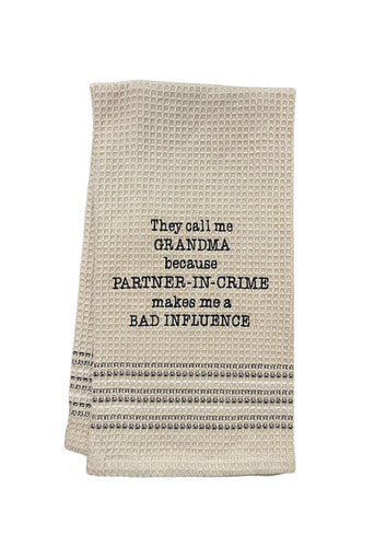 Partner in Crime Embroidered Tea Towel - Set of 2