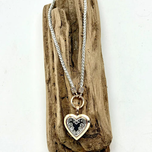 Necklace Alloyplated Silver Chain W/Heart Locket 18”
