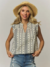 Load image into Gallery viewer, Boho Star Print Ruffle Cap Sleeve Blouse