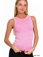 Load image into Gallery viewer, Washed Ribbed Seamless Tank Top 2way Neckline