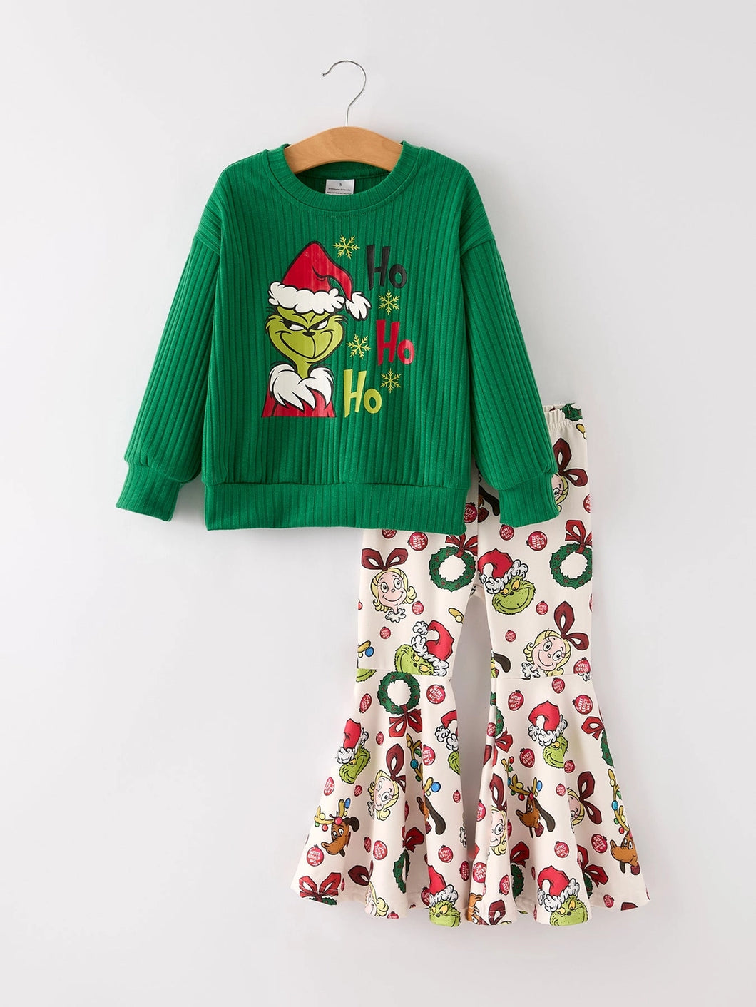 Christmas Character Ho Ho Ho Top & Bell Bottom Pants Set