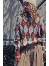 Load image into Gallery viewer, Argyle Polo Collar Knit Sweater