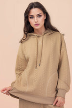 Load image into Gallery viewer, Oversized Cable Knit Textured Knit Hoodie Taupe