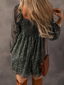 Green Floral Print Dress