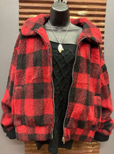 Load image into Gallery viewer, Red Buffalo Plaid Zip Jacket