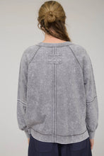 Load image into Gallery viewer, Charcoal Washed V Neck Exposed Seam Top