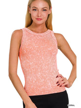 Load image into Gallery viewer, Washed Ribbed Seamless Tank Top 2way Neckline