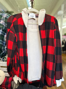 Red Plaid Hooded Jacket