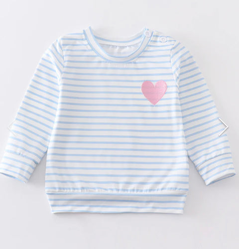 Striped Heart Embroidered Shirt