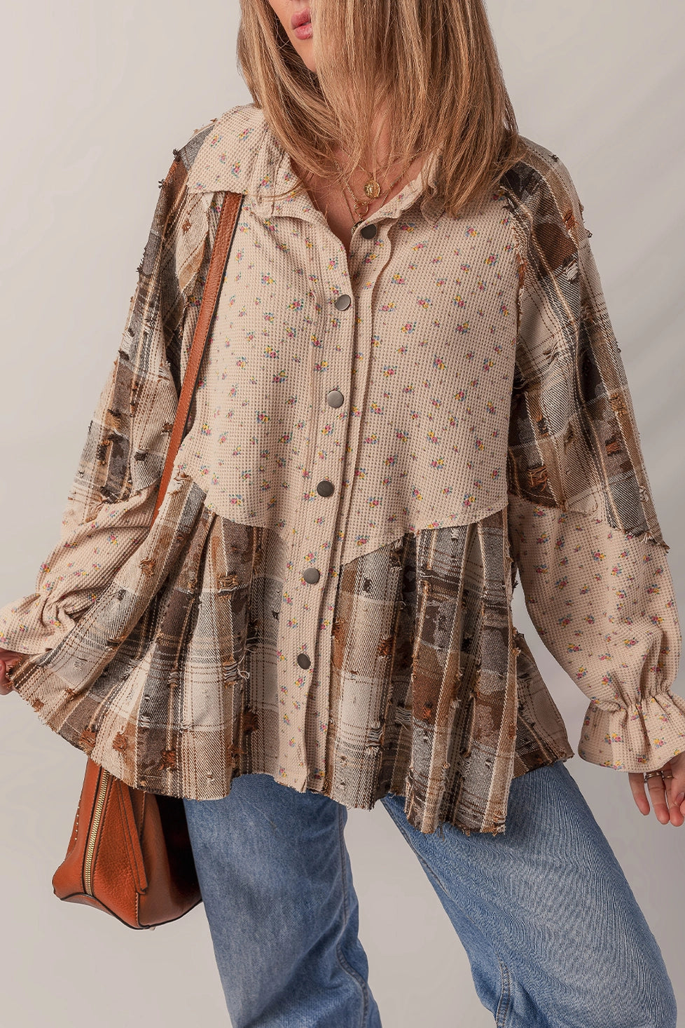 Boho Floral Plaid Patchwork Distressed