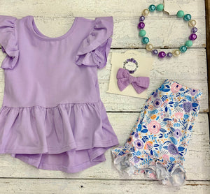 Lilac Ruffle Floral Set