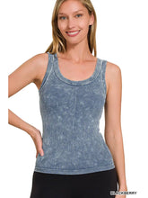 Load image into Gallery viewer, Washed Ribbed Seamless Tank Top 2way Neckline