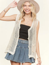 Load image into Gallery viewer, Button Down Crochet Vest Beige