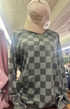 Load image into Gallery viewer, Checkered Drop Shoulder Pullover
