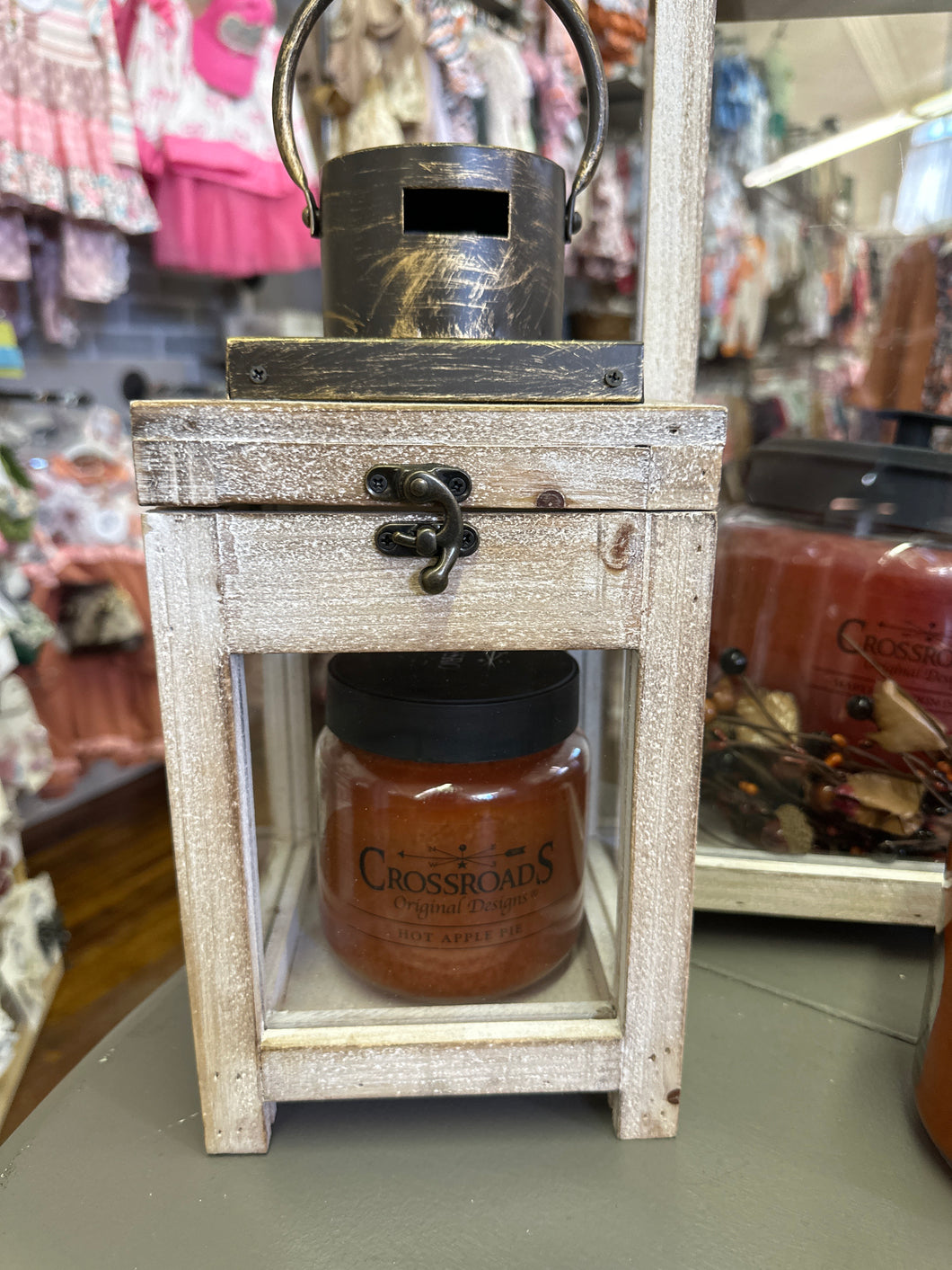 Small White Distressed Lantern