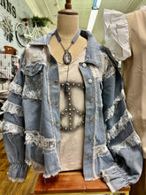 Load image into Gallery viewer, Lace Panel Denim Jacket